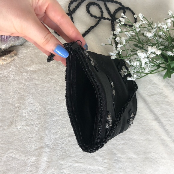 2/$20 | Vintage black satin beaded crossbody bag - Picture 7 of 10